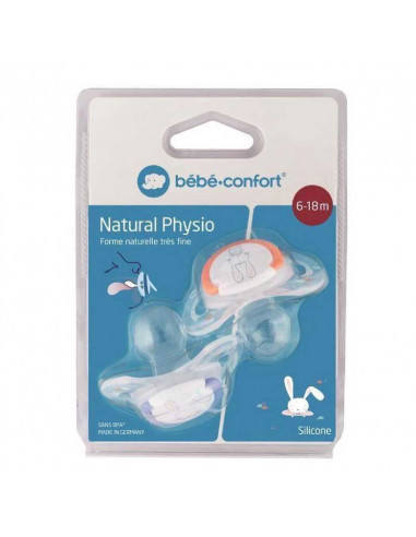 Sucettes Natural Physio Silicone 6 18 M Bebe Confort Sweet Bunny X2